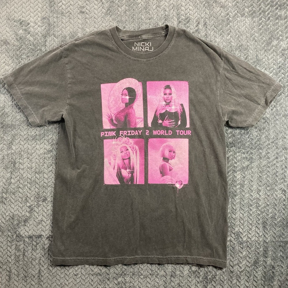 Nicki Minaj T-Shirt Men L Pink Friday 2 World Tour Gray Graphic